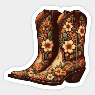 Flower cowgirl boots Sticker